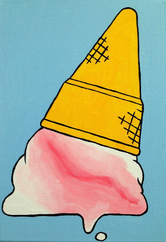 Dropped Ice Cream Cone Pop Art Canvas