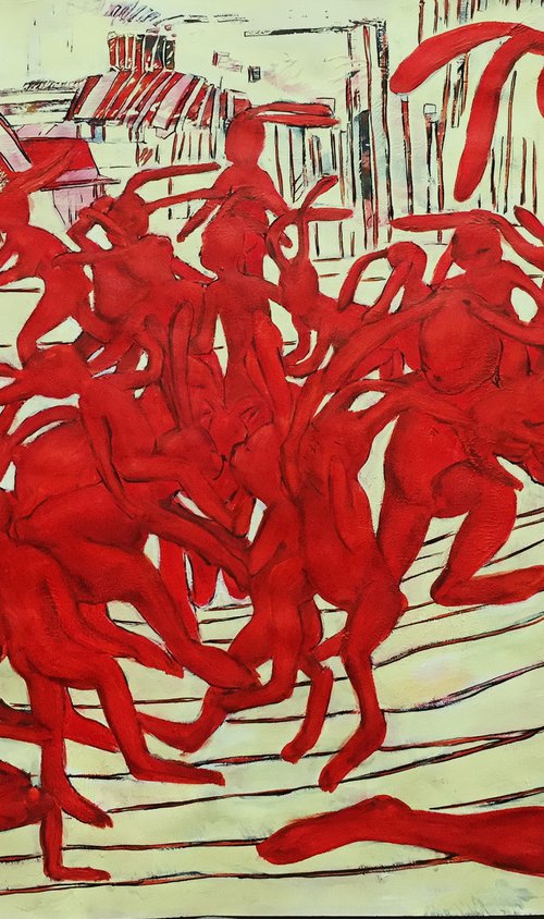 Herd of red rabbits by Olena Romashkina
