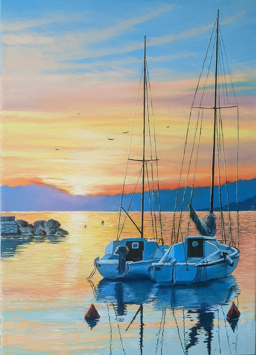 Photorealistic Landscape Oil Painting By Artem _Ar.ko, 13 X 18, Serenity, Original Artwork