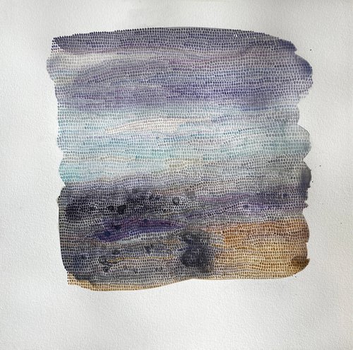 Original style watercolor violet palette landscape by Liliya Rodnikova