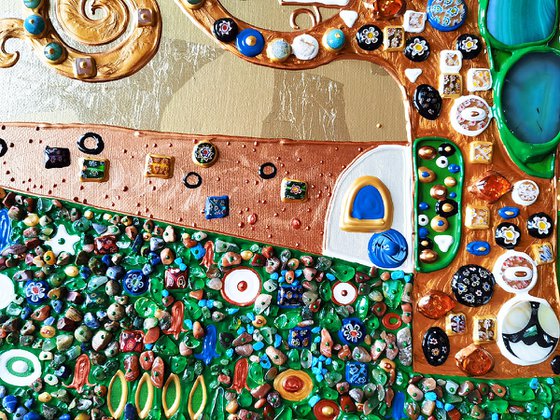 Tree of life Gustav Klimt. Large relief golden painting with precious stones