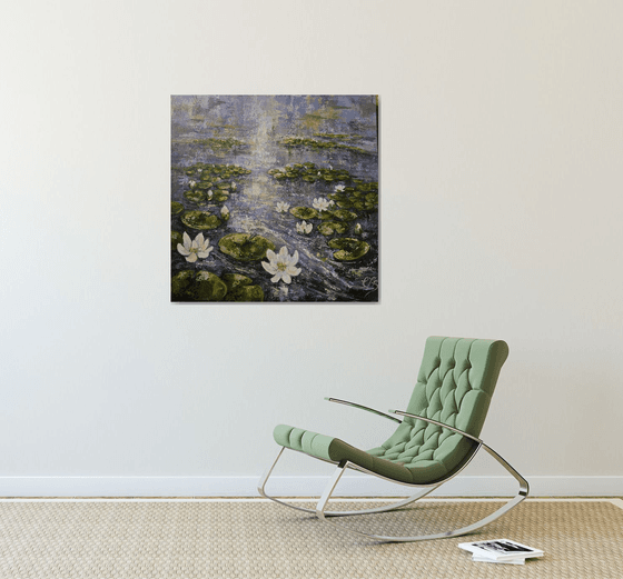 Rain on Lilly pond