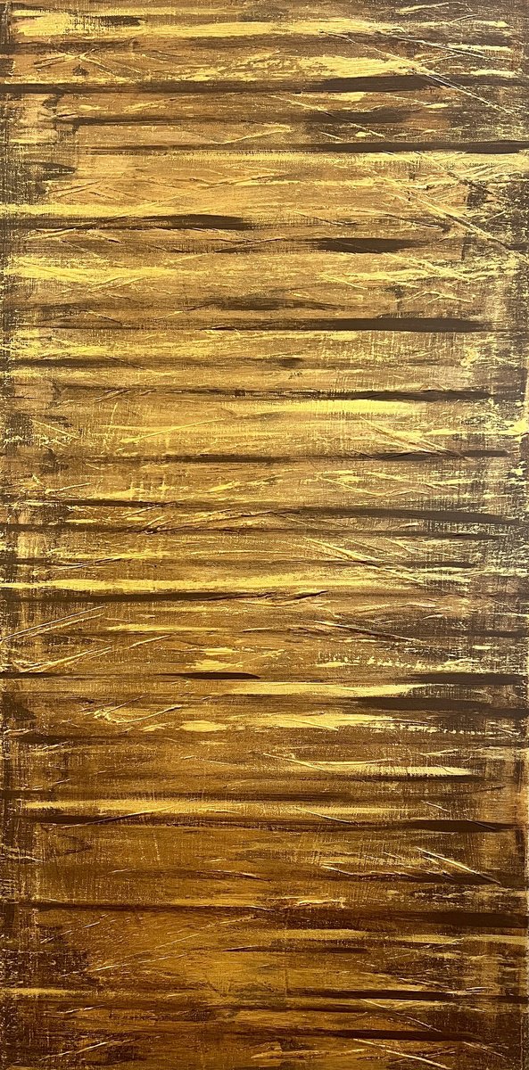 Abstract Acrylic Painting By Exclusive Arts, 20 X 39, Golden Fire 50X100X2 Cm, Original Artwork