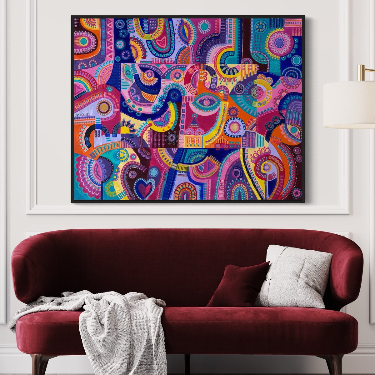 Abstract Acrylic Painting By Samantha Malone, 47 X 37", Where
