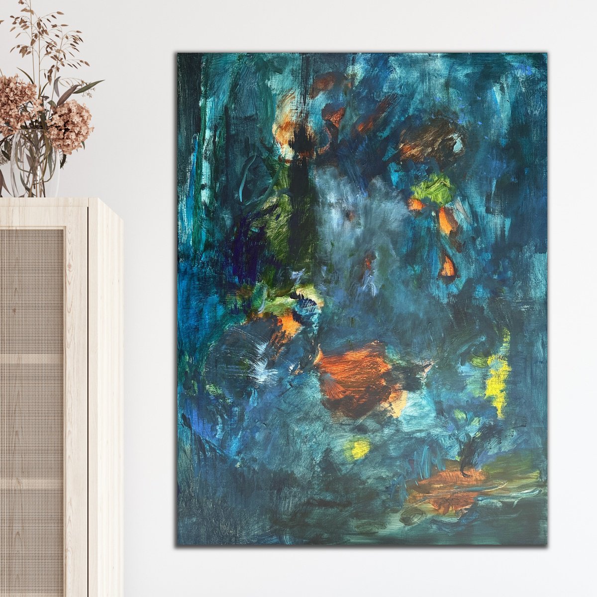 Abstract Acrylic Painting By Kylie Sams, 36 X 48", Where The Shadows Play, Original Artwork