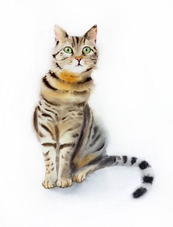 I'm watching you, human! - Alert Cat - Cat painting