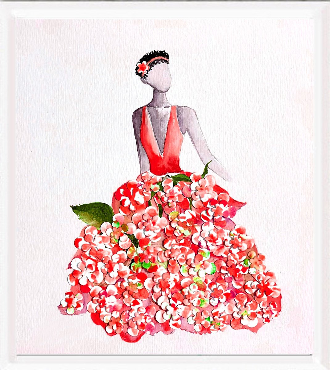 Painting , Lady In Red, 3D By Luba Ostroushko, 16 X 18, Artwork For Sale On Artfinder