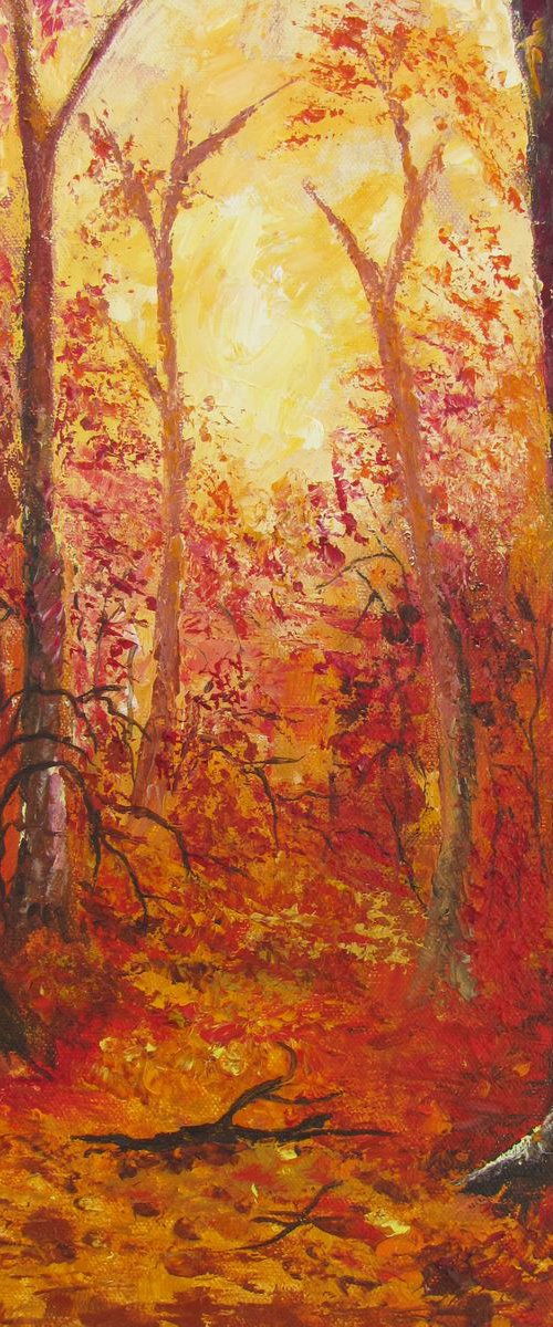 Autumn Trees in Three Groves Wood by Christine Gaut