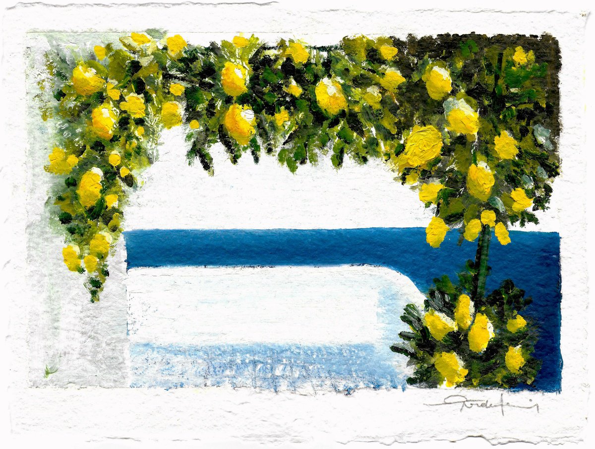 Expressive Oil Painting , Mediterranean / Balcony By Gozde Temiz Istanbul, 12 X 9, Artwork For Sale On Artfinder