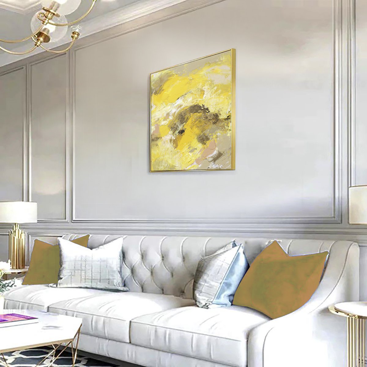 Abstract Acrylic Painting By Martina Boycheva, 31 X 31", Golden Fall, Original Artwork