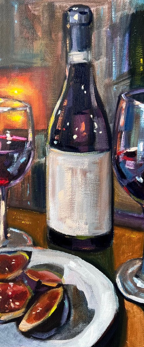 Still Life with Wine and Figs by Victoria Sukhasyan