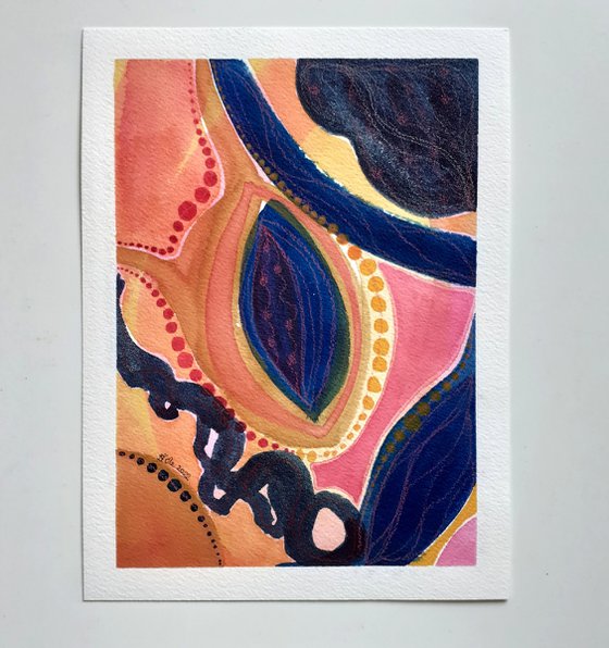 The Carnival Collection - 'Jewels' Original Abstract Watercolour Painting 6" x 8" by Black Artist Stacey-Ann Cole