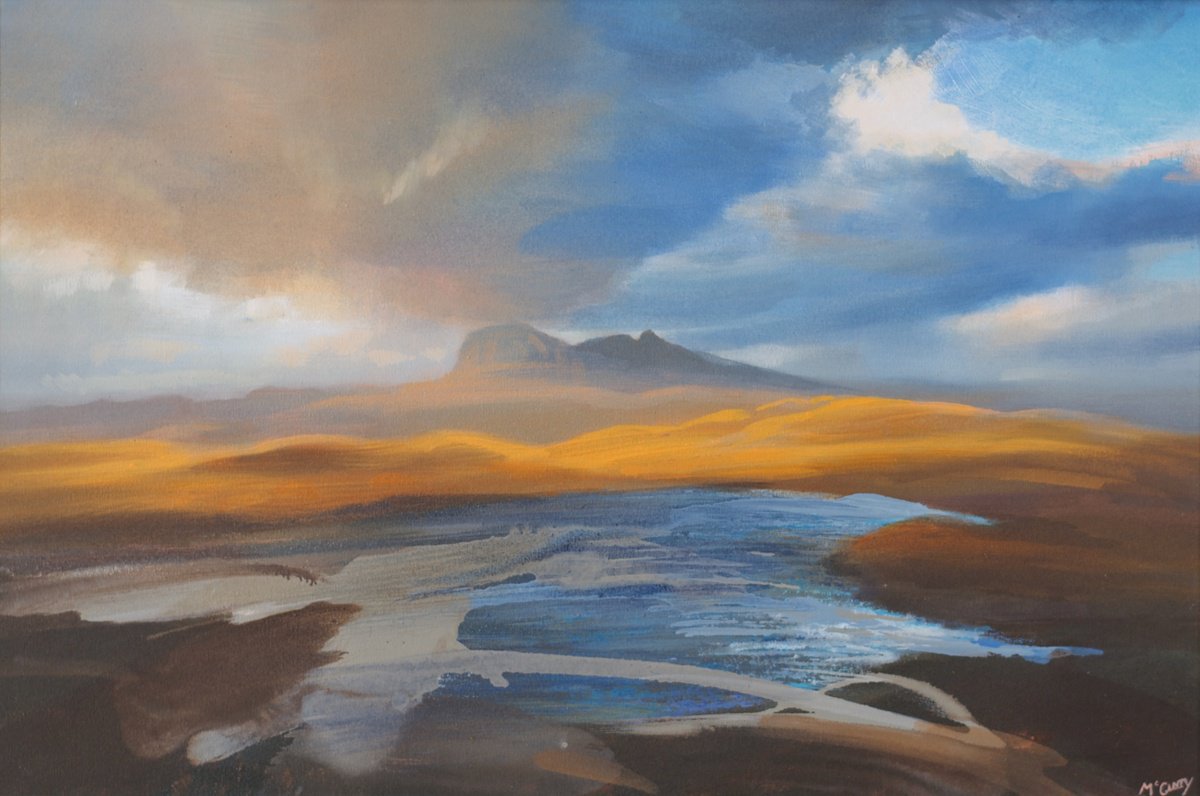 Expressive Landscape Acrylic Painting By Kevan Mcginty, 38 X 28", Suilven, Inverpolly, Original Artwork