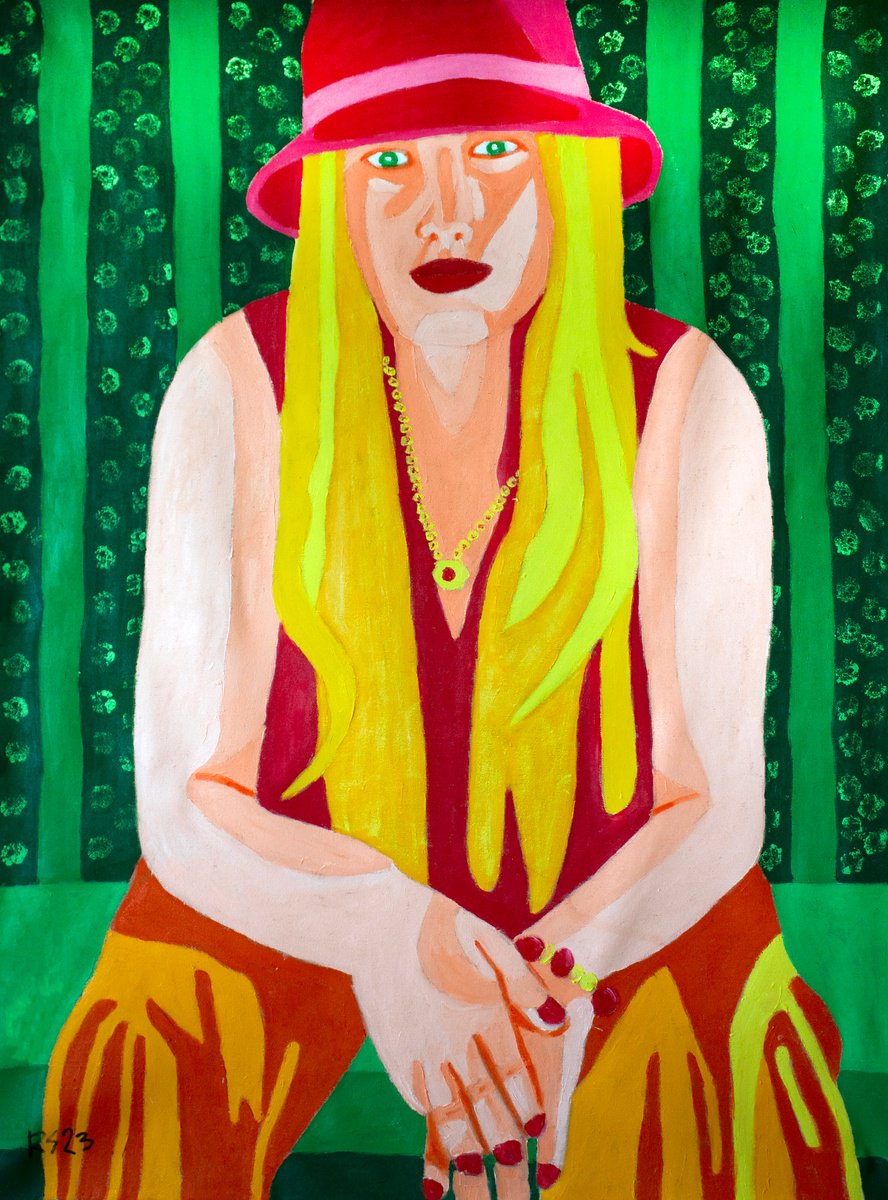 Expressive Portrait Oil Painting By Randall Steinke, 40 X 30", Ashley No. 8, Original Artwork