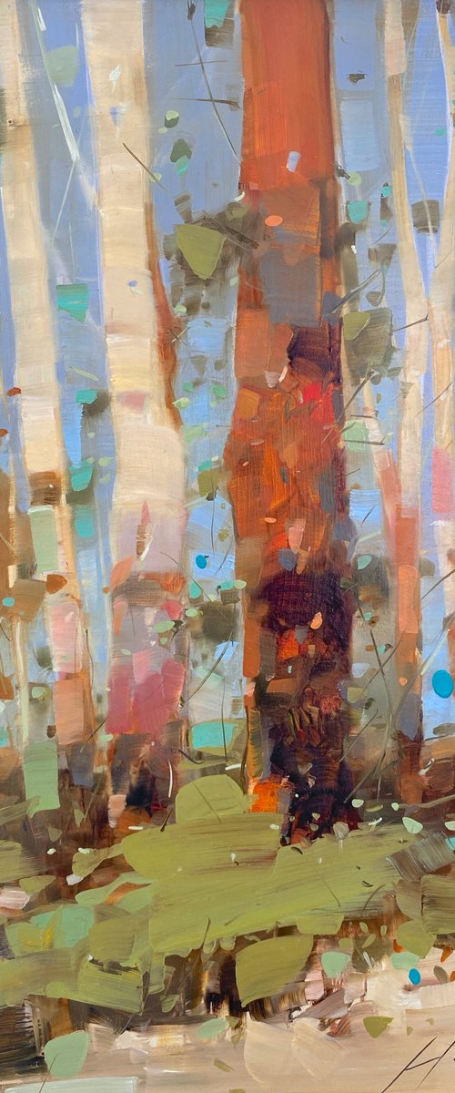 Birches Trees, Original oil painting, Handmade artwork, One of a kind by Vahe Yeremyan