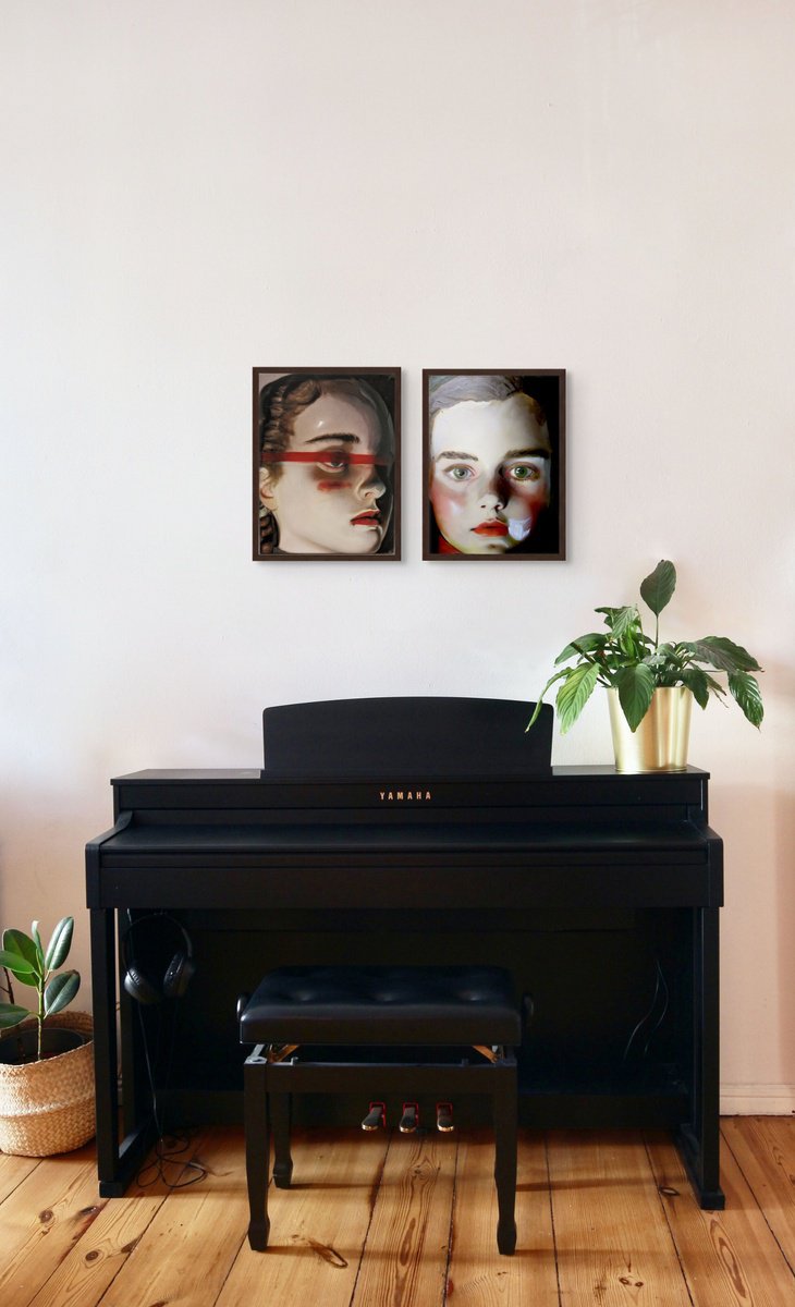 Expressive Portrait Oil Painting By Anat Wegier, 12 X 16, Unspoken, Original Artwork