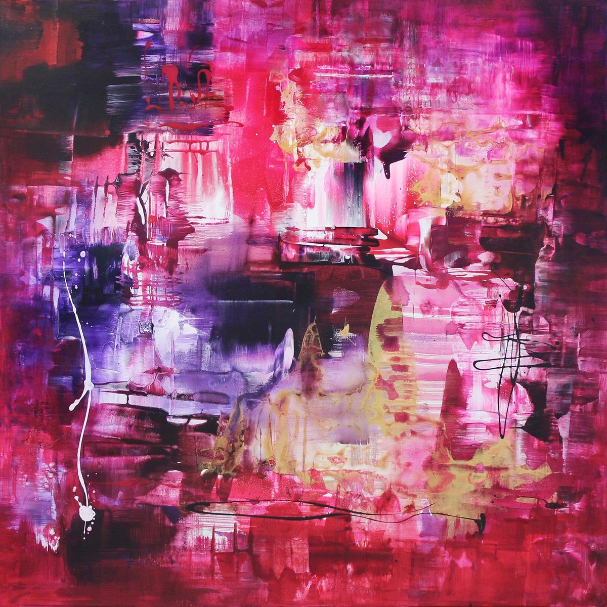 Abstract Acrylic Painting By Paresh Nrshinga Frsa, 40 X 40", London Lights, Original Artwork
