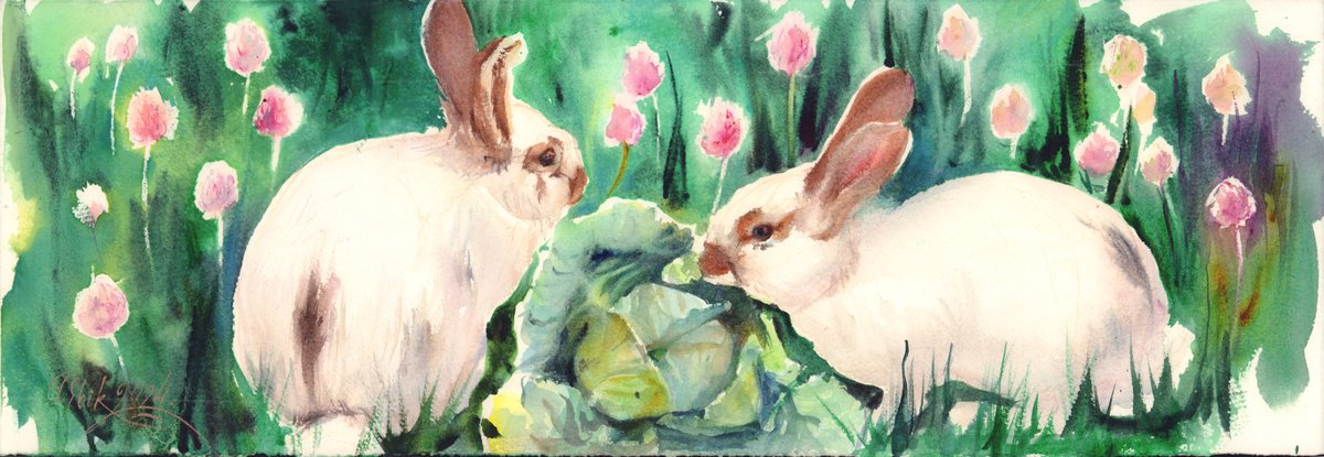 Rabbits and cabbage by Irina Bibik-Chkolian