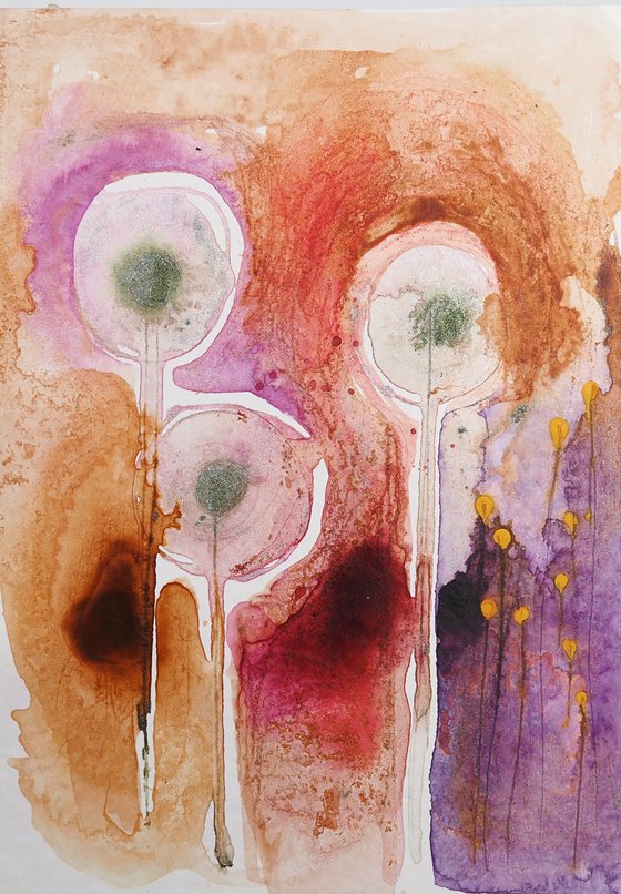 Flowers in August - abstract watercolor