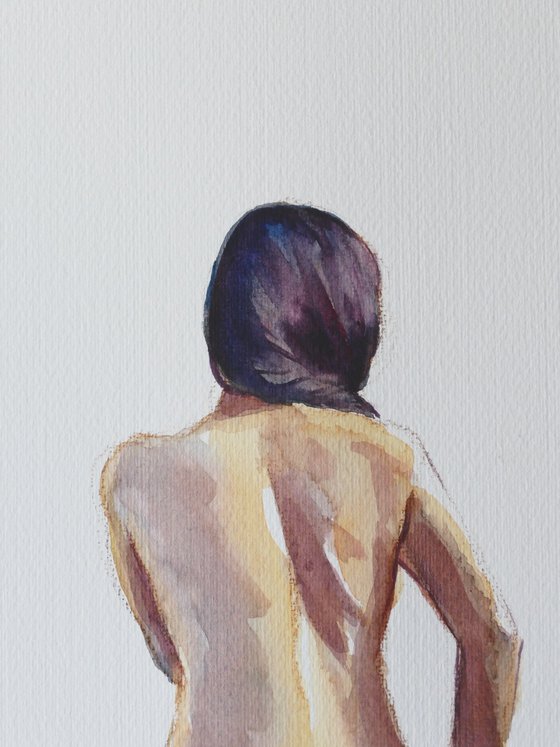 Seated female nude back study