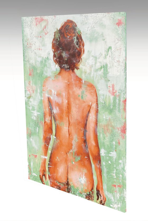 Aged green abstract nude (120 x 80 cm) Dee Brown