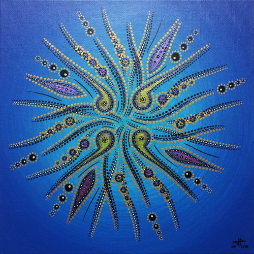 Movement of blue shapes by Jonathan Pradillon