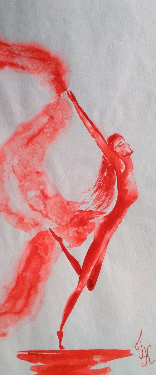 Dance Original Watercolor Painting by Halyna Kirichenko