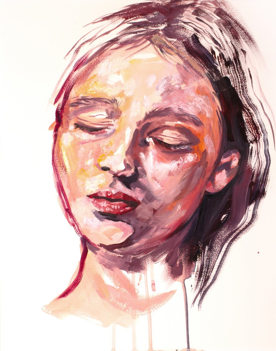 Expressive Portrait Oil Painting By Elizabeth Becker, 16 X 20, Poignant No. 3, Original Artwork