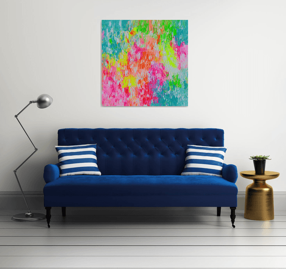 Tranquil 22 - XL 100x100x2 cm Big Painting,  Large Abstract Painting - Ready to Hang, Canvas Wall Decoration