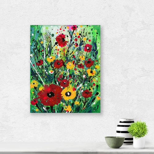 Dancing In The Garden 3 -  Abstract Flower Painting  by Kathy Morton Stanion by Kathy Morton Stanion