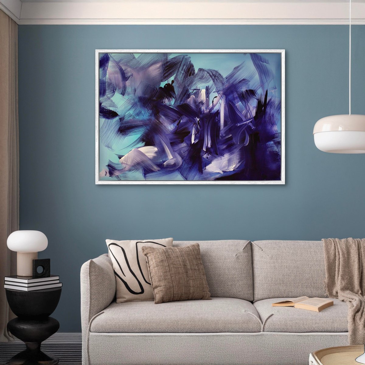 Abstract Acrylic Painting By Paresh Nrshinga Frsa, 40 X 28", Echoes In Blue, Original Artwork