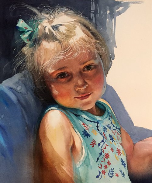 Watercolor portrait of Miya by Samira Yanushkova