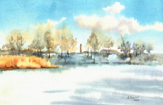 Ukrainian watercolour. Winter mood 1