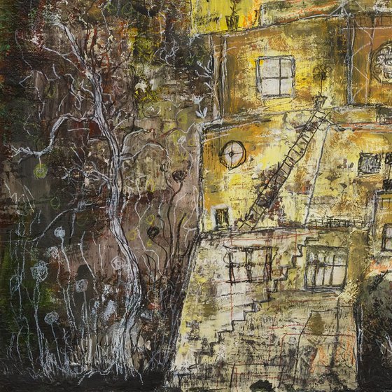 The Mill - mixed media painting