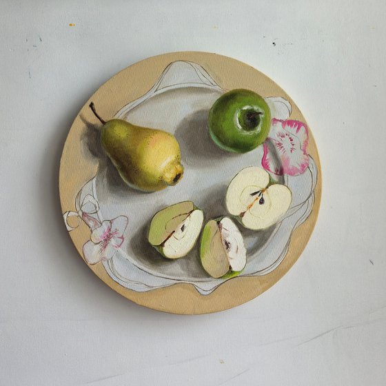 Pear and apple fruit still life