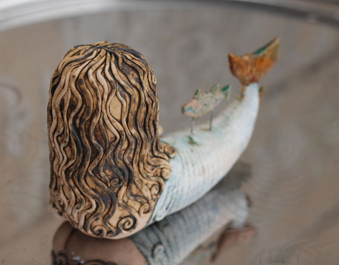 Merman, the sea leon. Ceramic ooak sculpture. Sculpture by Elya ...