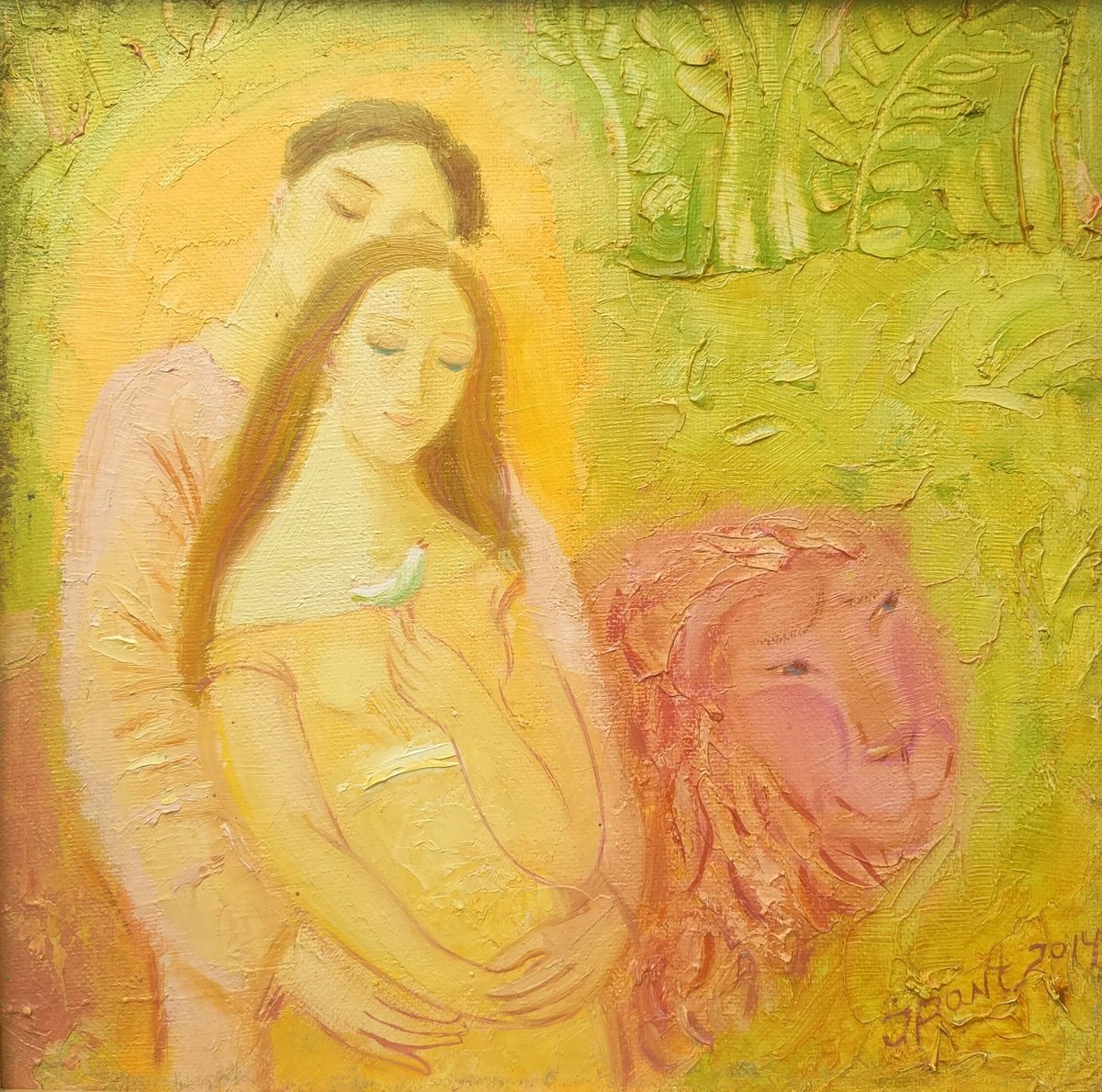 Impressionistic Portrait Oil Painting By Inna Pantelemonova, 11 X 11, Birth Of Love, Original Artwork