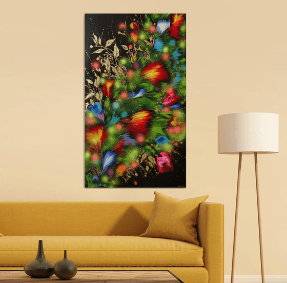 "Night Flowers" LARGE painting