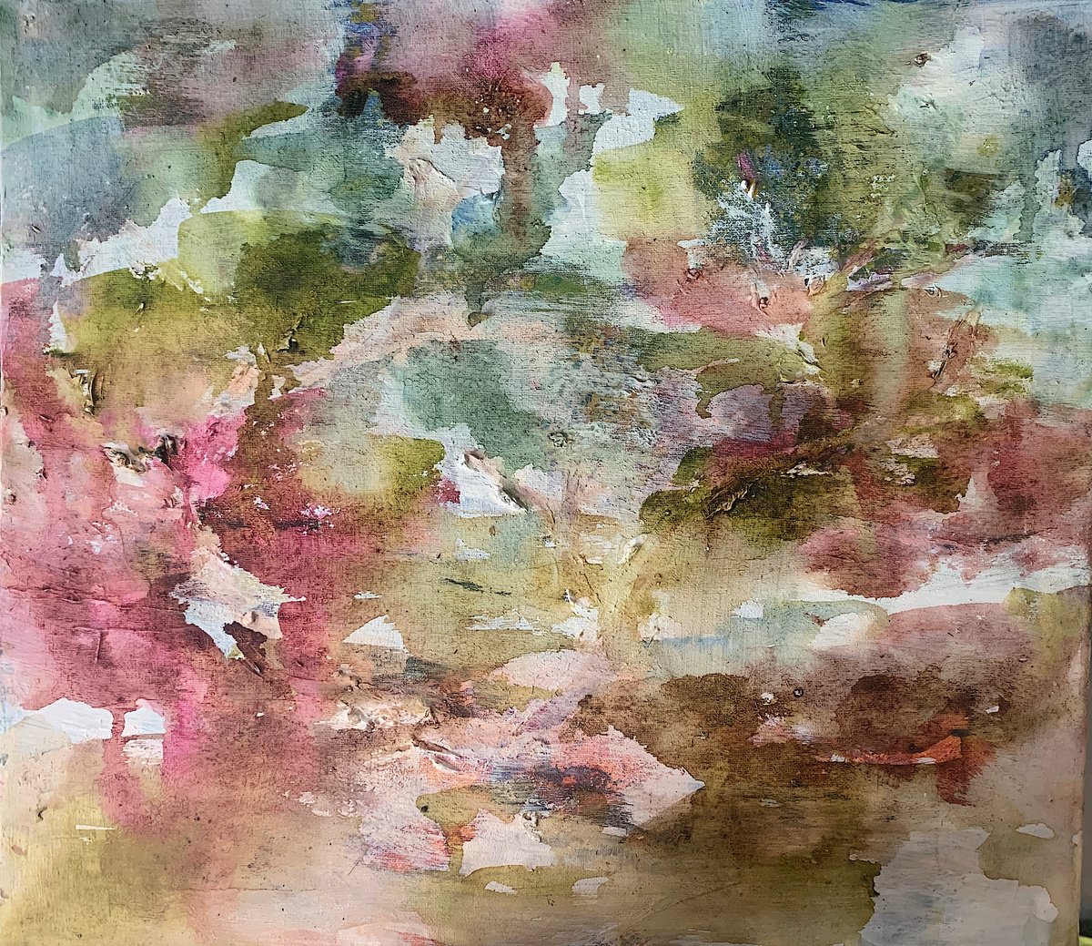 Impressionistic Abstract Painting By Suzsi Corio, 17 X 15", Abstract Floral, Original Artwork