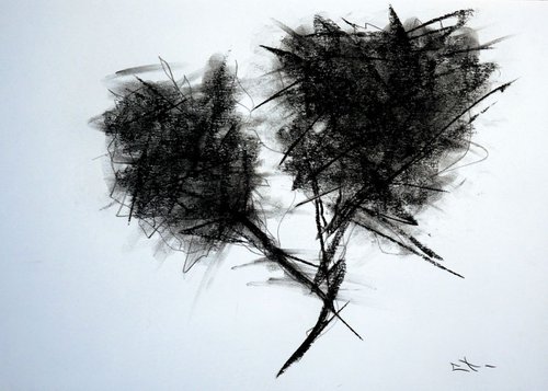 Dessin au fusain, Etude d'arbre, 29,7 x 42 cm by Lionel Le Jeune