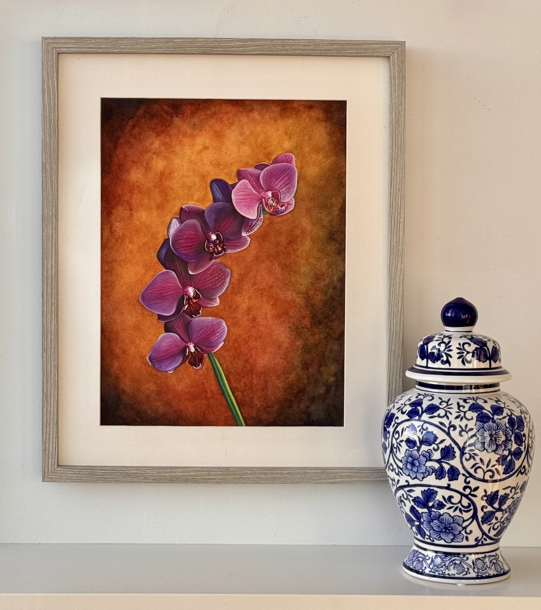 Painting , Purple Sensation Orchid Mixed Media Painting By Irsa Ervin, 17 X 21, Artwork For Sale On Artfinder