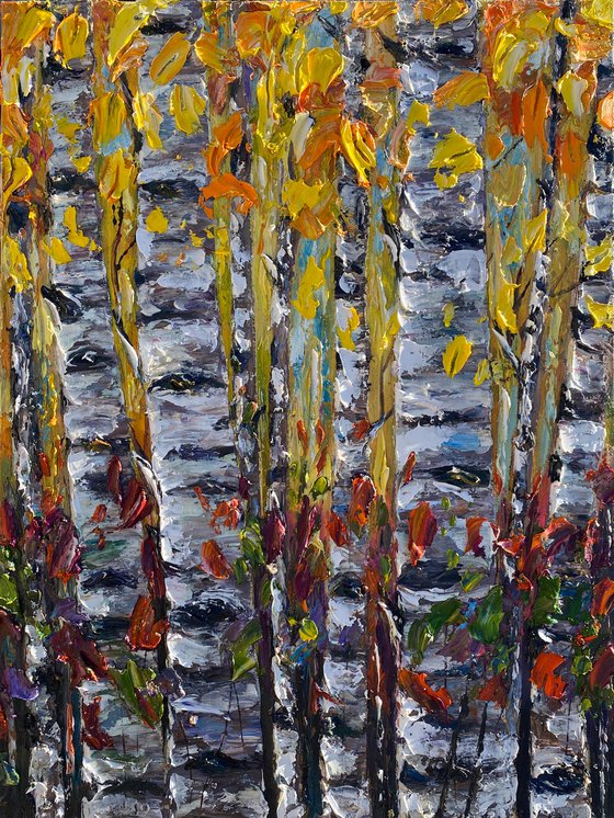 Soul With Aspen Tree Impressionist Impasto Painting