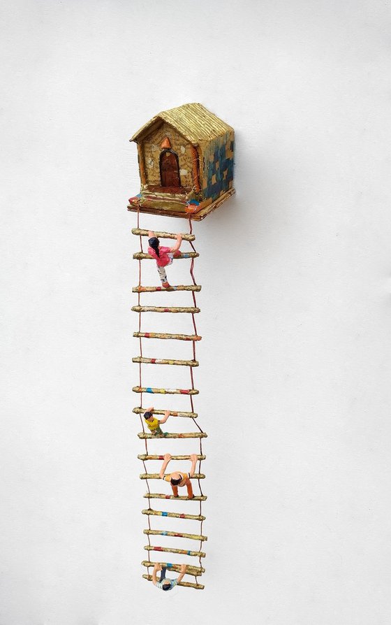 Ladder to the Treehouse II - One of a kind paper sculpture