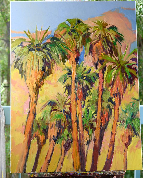 Desert Palm Trees, Three large Canvas artworks, triptych