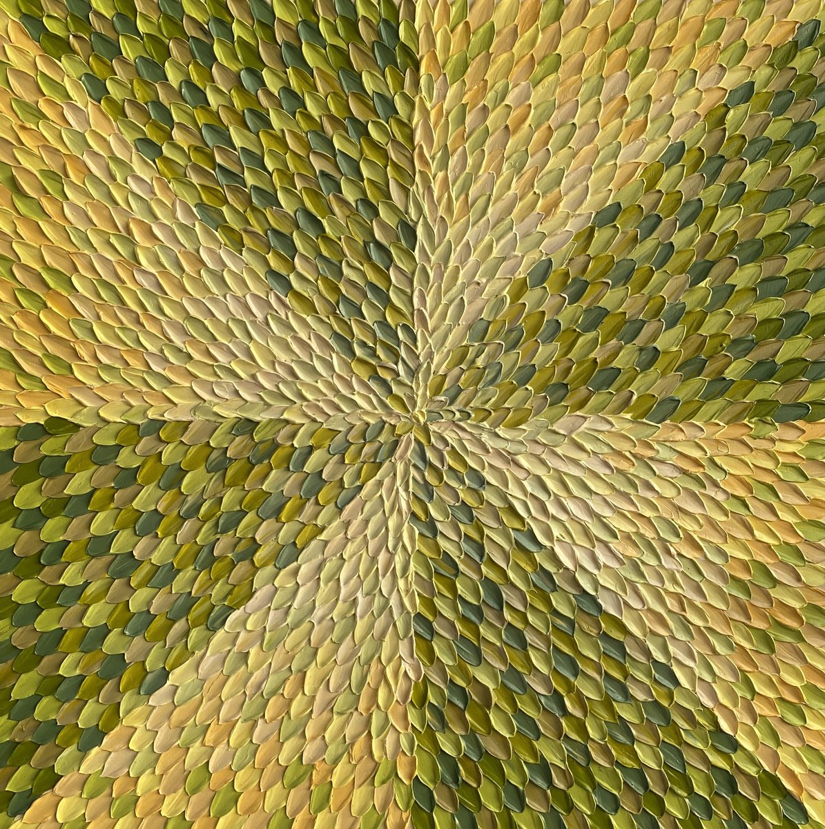 Geometric Abstract Acrylic Painting By Guzaliya Xavier, 30 X 30, Summer Meadow, Original Artwork