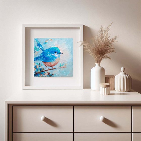 Blue Bird Painting Miniature Artwork