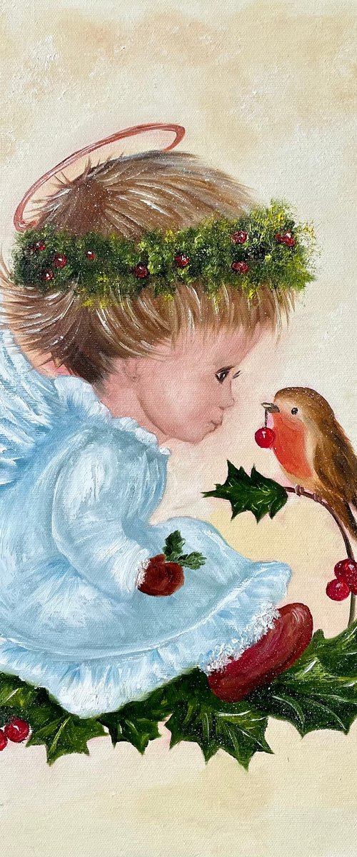 Little winters Angel and Bird by Tanja Frost