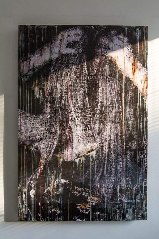 PRIVATE COLLECTION - "Chaos" (120x80x5cm) - Unique portrait artwork on wood (abstract, portrait, original, epoxy, painting)