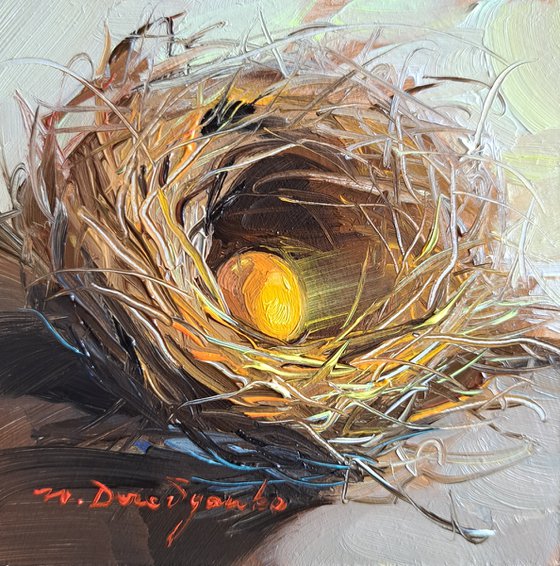 Gold egg nest painting