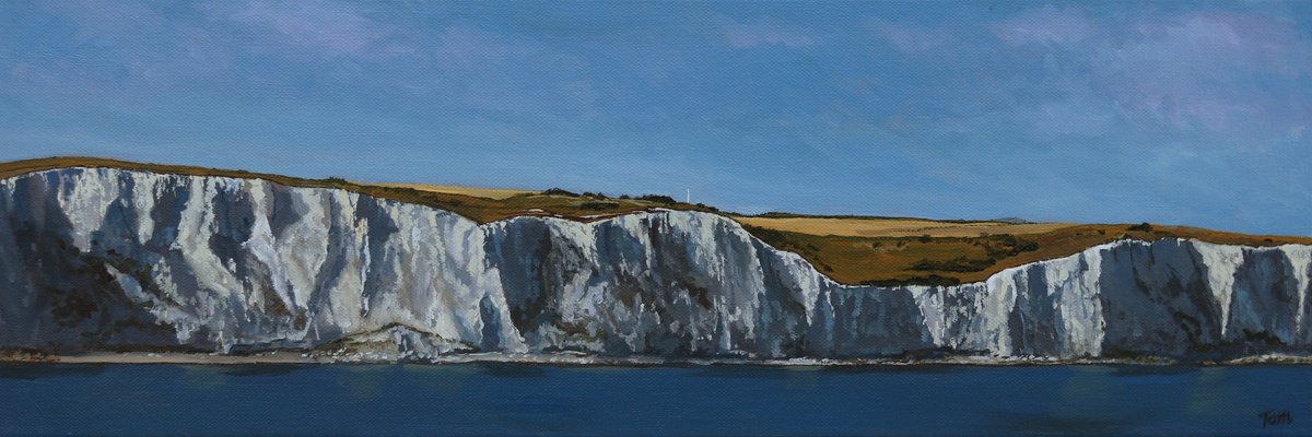Oil Painting , The White Cliffs Of Dover By Tom Clay, 24 X 8, Artwork For Sale On Artfinder